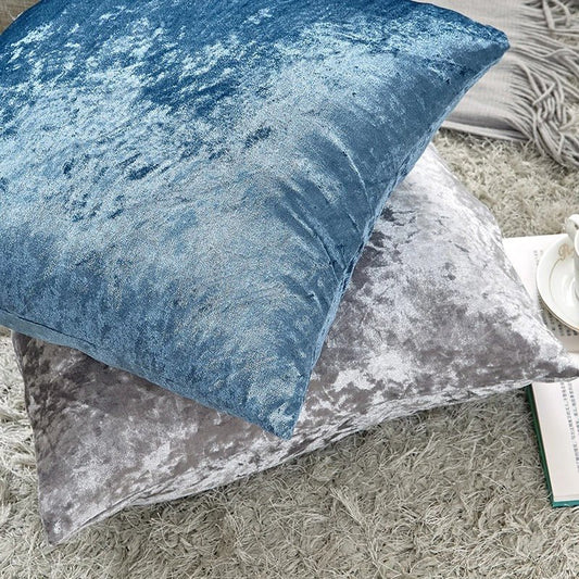 Housse de Coussin en Velours Bleu brillant